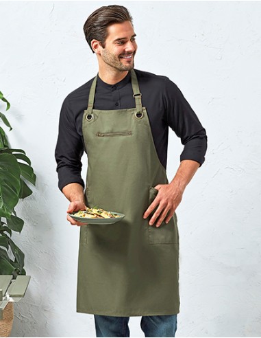 P-PR121-'Barley' Contrast Stitch Sustainable Bib Apron